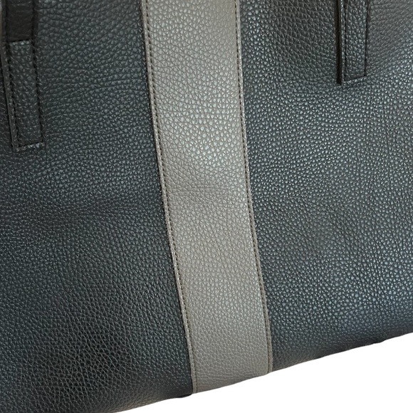 Vince Camuto Black Leather Luck Tote Bag Gray Stripe - Picture 7 of 10